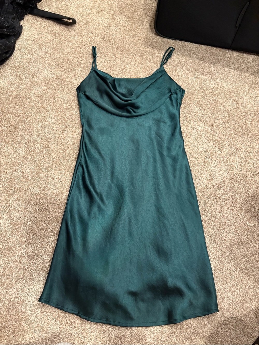 Hello Molly Green Satin Cowl Neck Slip Dress
